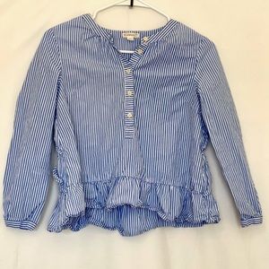 Crewcuts Blue and White Striped Button Up Dress Shirt